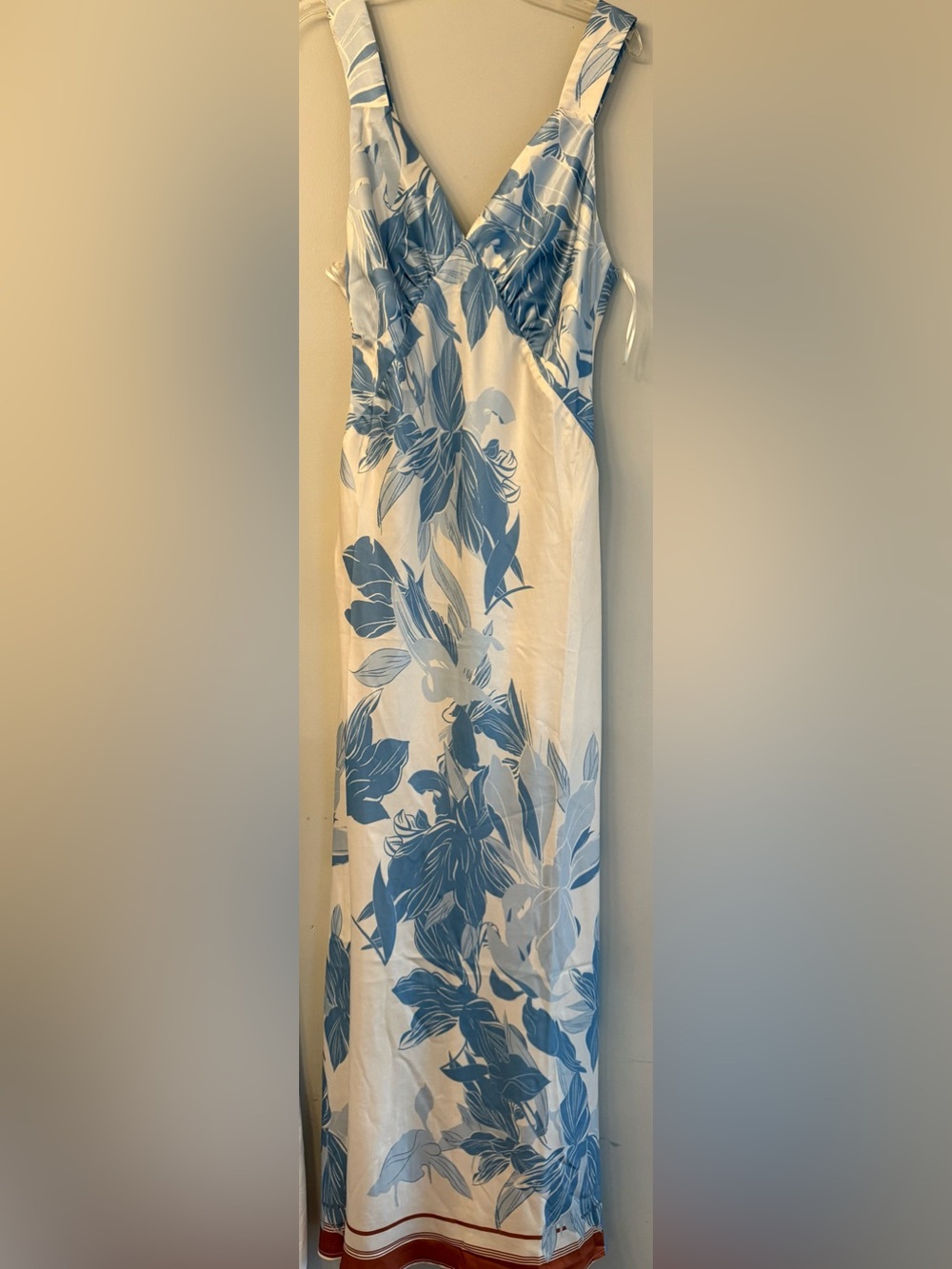 Petal & Pup White and Blue Floral Asymmetrical Maxi Dress